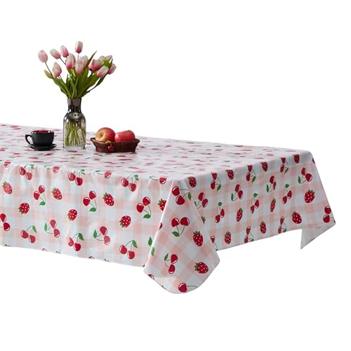 Newbridge Berry Sweet Pink Vinyl Kitchen Tablecloth, 52x70 Inch Rectangle by Newbridge - Used condition - US$15.04