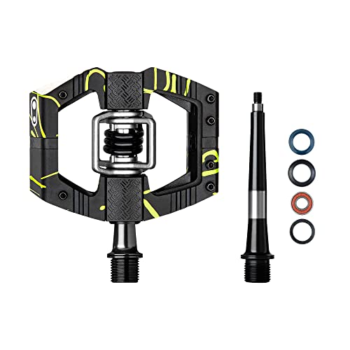 Crankbrothers Mallet-E LS Long Spindle Bicycle Pedals 9/16", Splatter Green, Black/Green - Image 4