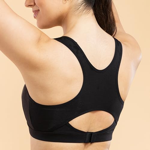 Image of Enamor Side Shaper Panel Women's Cotton Medium Impact Sports Bra with Fixed Cups- Bounce Control, Wider Racer Back, Padded, Wirefree, High-Coverage - SB38