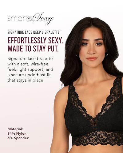 Image of Smart & Sexy Women's Signature Lace Deep V Neck Wireless Bralettes