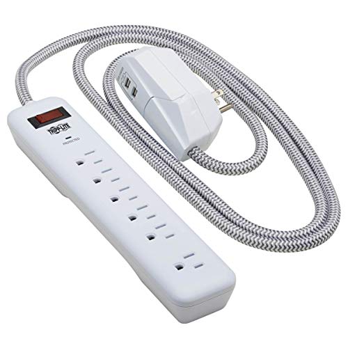Tripp Lite Protector Eléctrico con 7 Tomas y 2 Puertos USB, Cable 6 pies, Color Gris Claro modelo TLP616USB miniatura 2