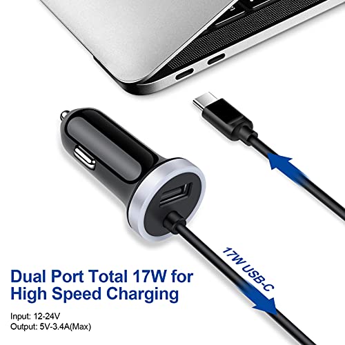 Usb C Car Phone Charger, 3.4A Fast Charging Car Adapter With 3Ft Type C Cable For Samsung Galaxy S23 Ultra/S23+/S22 Ultra/S21Fe/A23/A14/A53/A13/A12/A11/A03S/S21Plus/S20/A32/A52/A51/A71/A20/A50/S10 #TOP1