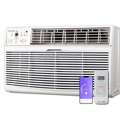 OLMO 8,000 BTU 115V Through-the-Wall Air Conditioner - Cooling Only - Built-In Wireless Smart Kit & Remote Included, R-32 Eco-Friendly Refrigerant by OLMO - Used condition - US$340.48