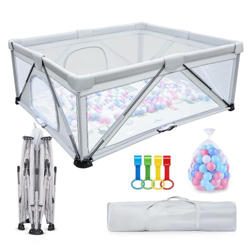 Baby Playpen Foldable, Large Play Yard,Playpen for Babies and Toddlers, Play Pens for Babies and Toddlers with Gate, Indoor & Outdoor Portable Play Pen