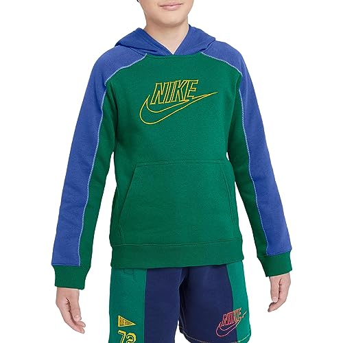Nike ke Big Kids Boys' Amplify Sportswear Pullover Hoodie (Malachite/Game Royal, Large)