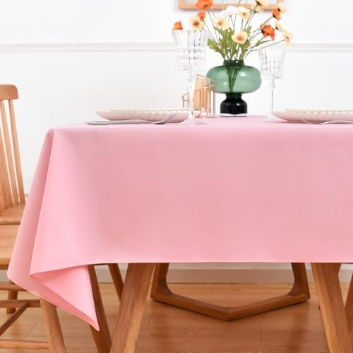 NEWISHER Pink Rectangle Tablecloth 70 x 108 inch for 6 Foot Table