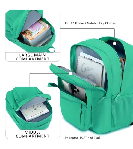 Image of abshoo Classical Basic Womens Travel Backpack For College Men Water Resistant Bookbag (Teal)