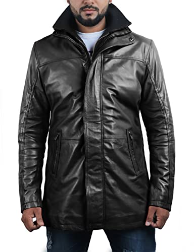 Laverapelle Men's Genuine Lambskin Leather Coat (Black, Field Coat) - 15023462