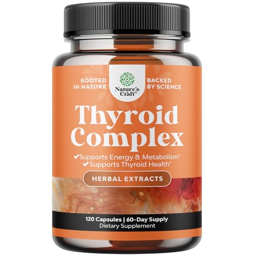 Herbal Adrenal and Thyroid Support Complex - Iodine Thyroid Supplement with L Tyrosine Bladderwrack Kelp Selenium and Ashwagandha - Mood Enhancer Energy Supplement for Thyroid Health (120 Capsules)