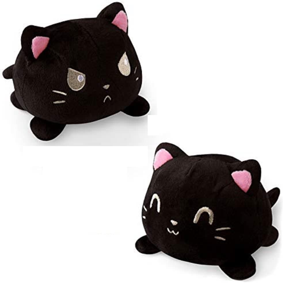 Reversible Cat Soft Toys for Kids, Stuffed Animal Plush Soft Toys for Boys and Girls | Plushie Toy (Black Cat)