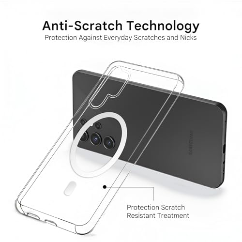 Image of Prolet Anti -Yellow Crystal Clear Hard Case Cover Compatible with Samsung Galaxy S26 Ultra with Magnetic Mag-Safe Wireless Charging Support, Shockproof Hard Back Cover (Transparent)