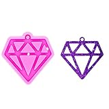 Glossy Shiny Diamond Shaped Hollowed Keychain Silicone Mold with Hole for DIY Cake Decoration...