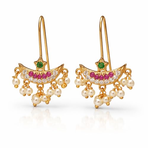 VAMA Fashions Upper Ear clips Press on Maharashtrian Traditional Press Bugadi Clip on Earrings for Women and Girls