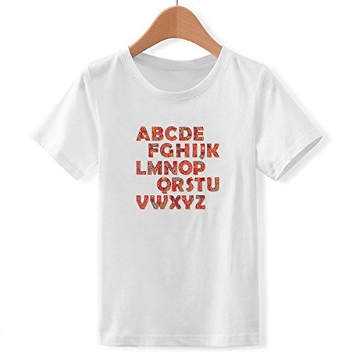 T-Shirt Blanc Feuille Fleur Lettre A-Z Un Cadeau Ludique pour Garçon