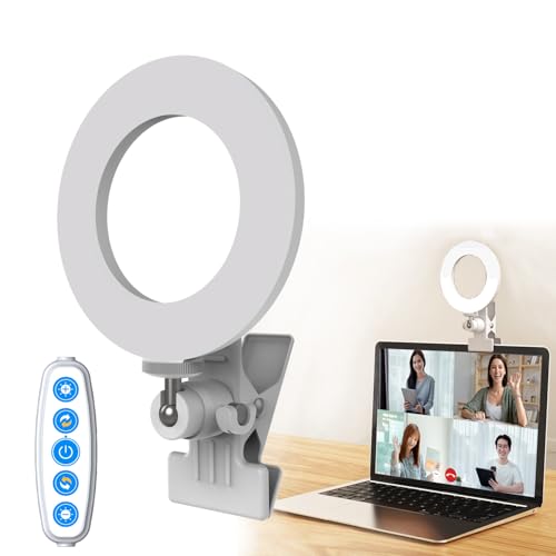 Ring Light 5'' USB Portable Lighting 3200k-6500K Dimmable Led Clip on Computer Monitor Laptop Phone for Content Creator (YouTube/TikTok/Twitch) Makeup,Conference,Selfie,Video,Vlog (White)