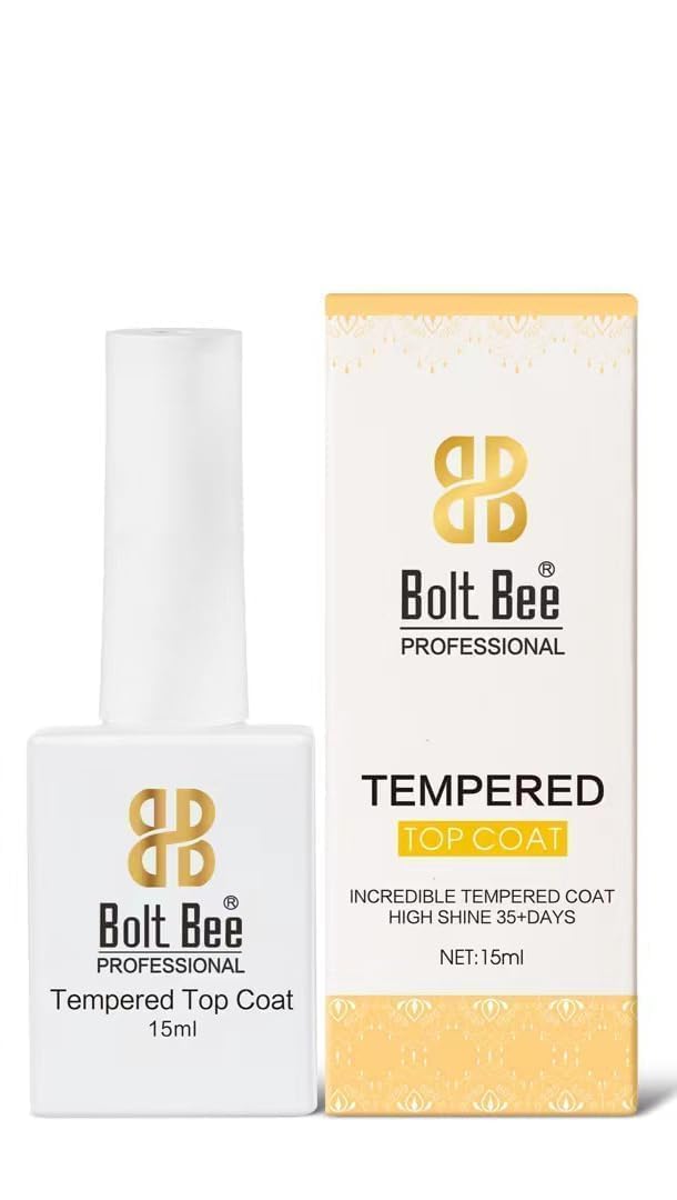Bolt Bee Tempered Top Coat for Acyralic and Gel Nail Polish, 15ml, Upgraded Formula, Long-Lasting, Soak Off, LED Nail Lamp Compatible, DIY Home and Salon Use (TEMPERED TOP COAT)-image-11