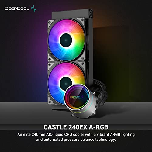 Image of DEEPCOOL Castle 240 EX ARGB Addressable RGB LED CPU Liquid Cooler I AIO Support Intel & DEEPCOOL RF120 FS 120 mm Case Fans /Cooler