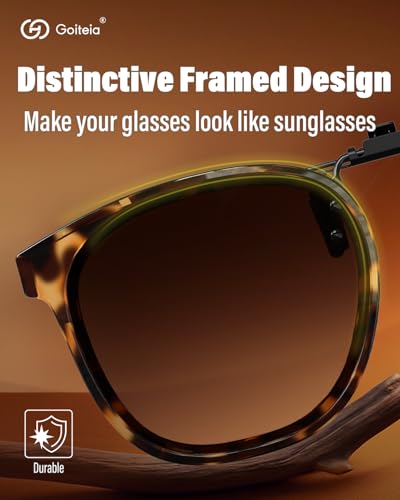 Goiteia Oversized Polarized Clip on Sunglasses over Prescription Glasses for Women Men, Round Stylish Framed Like Sunglasses3
