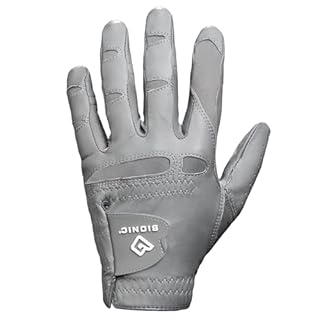 Bionic Men's StableGrip with NaturalFit 2.0 Golf Glove with Dual Expansion Thumb for Best Fit - Premium Cabretta Leather… (Gray, Large, Left)