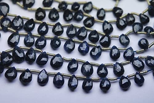 Saphir bleu véritable en briolette poire 5-7mm AAA pour perles et création bijoux