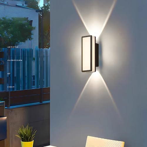 Apliques de pared exterior LED en aluminio negro con diseño cuadrado IP65
