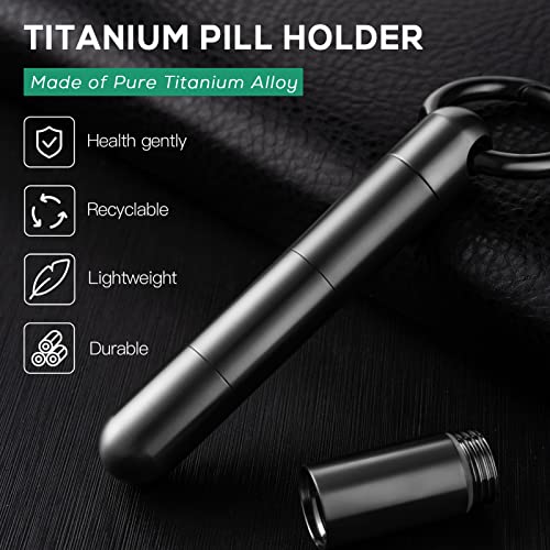 Image of TISUR Small Keychain Pill Holder, Titanium Pill Case Waterproof Pill Fob for Travel Purse Pocket, Portable Pill Container Box Pill Organizer Tube | Waterproof Pill Fob,Portable Pill Box Container,Purse Pill Organizer Tube