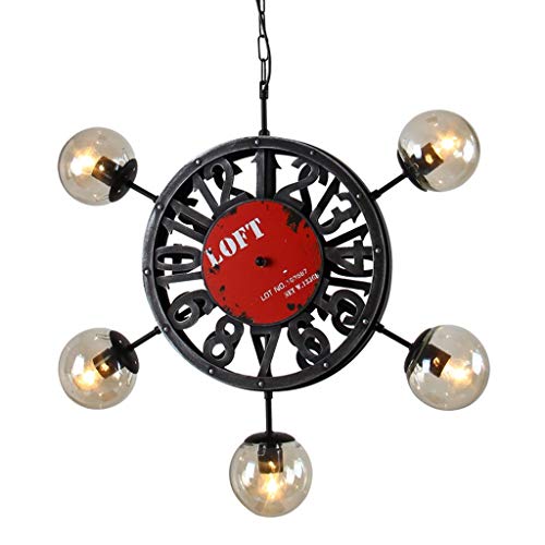 Lustre haricots magiques style horloge industrielle en fer forgé noir