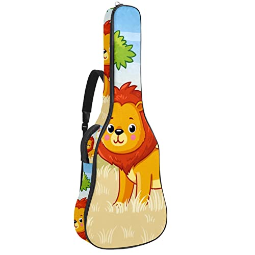 Lions debout sur l’herbe Housse rembourrée imperméable Oxford pour guitare avec bandoulière réglable - Les Beatles, Paul McCartney, John Lennon, RIngo Starr, George Harrison Lions debout sur l'herbe Housse rembourrée imperméable Oxford pour guitare avec bandoulière réglable