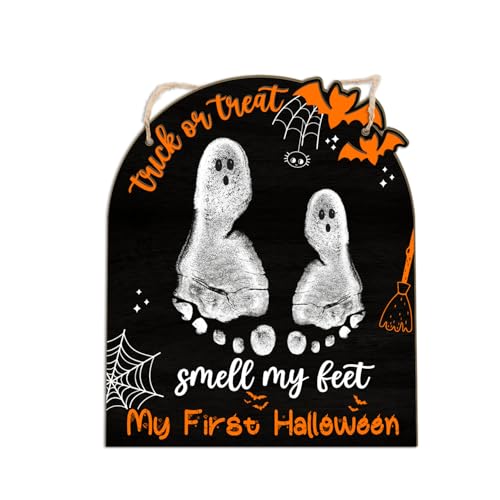 Image of DIY Baby's First Halloween Signs, Baby First Halloween Gifts for Babies, Baby Halloween Crafts, Project Memory Keepsake Cute Trick or Treat Halloween Photoshoot Baby Milestone Announcement Props