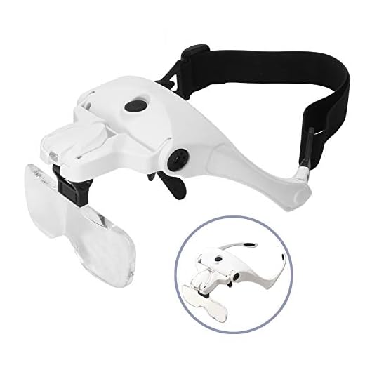 Bysameyee Magnifying Glass with Light for Close Work, Rechargeable Lighted Head-Mounted Magnifier Visor with 2 Jeweler's Loupe LEDs and Interchangeable Headband for Reading, Jewelry Work, Watch Repair