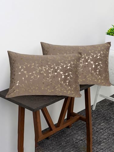 Image of RD TREND Velvet Cushion Covers Set of 2 | Throw Pillow Covers for Sofa, Bed & Living Room | Rectangular Cushion Cover 12x18 Inches | Perfect for Home Decor Brwon