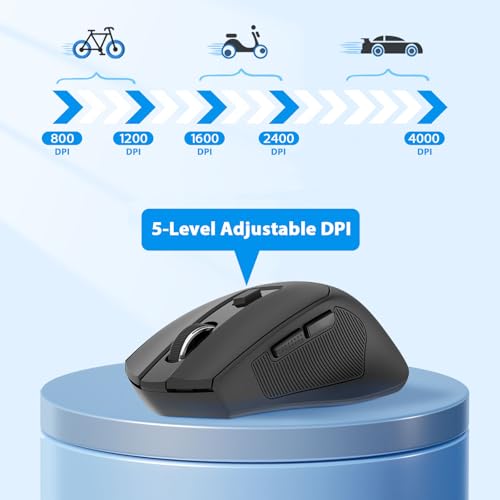 Redragon Wireless Mouse, 2.4GHz Ergonomic Optical Mouse with USB Receiver, 24 Months Battery Life, 5-Level 4000 DPI, 6 Button Computer Mouse for Laptop, Windows, Mac, PC, Chromebook - Image 4