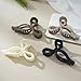 4 PCS Bow Hair Clips Bow Claw Clip for Women Nonslip Large Hair Claw Clips for Thin and Thick Hair Strong Hold Hair Bows (Black+Light Brown+Off-White+Dark Brown)
