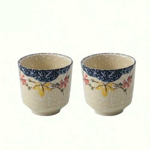 DHGLX 2 Pezzi, Tazze da tè da 5 Once, Tazze da tè Cinesi in Ceramica, Tazze da tè Giapponesi, Tazze da tè in Porcellana Asiatica, Tazze in Ceramica Senza Manico per tè Matcha
