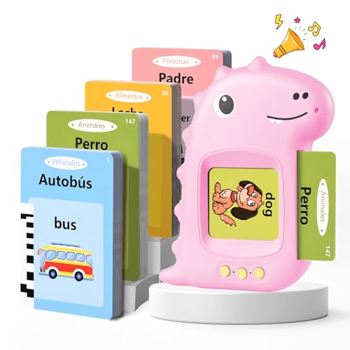 Tarjetas Flash Parlantes Tarjeta Flash Parlante Juguetes Educativos Niños para 3+ Años Flash Parlantes Juguetes de Aprendizaje Tarjetas Parlantes Talking Flash Card (España Verde) (Español Rosa)