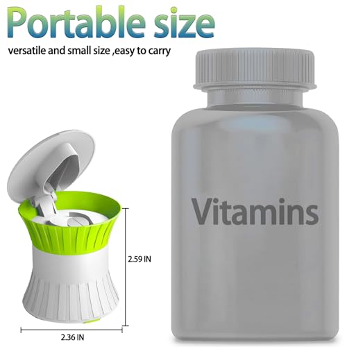 Pill Crusher Cutter Splitter for Large and Tiny Pills 3-in-1, Pill Grinder with Small Medicine Pill Organizer,Pill Crusher Fine Powder,Portable Travel Sized(Green) — view 2
