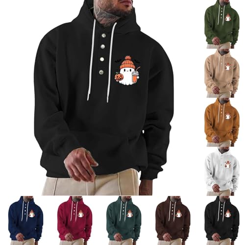 Cat Hoodie Spring And Autumn Casual Long Sleeve Button Lapel Three Halloween Printed Oversized3