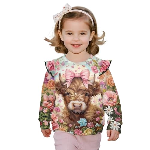 Sweatshirts for Toddler Girls 1-8Y Long Sleeve Crew Neck Sweatshirts Athletic Jacket