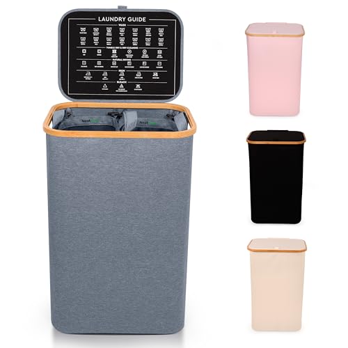 Nest Zest Cesta doble para la ropa sucia de 100 litros con tapa, ...