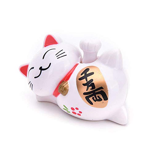 Maneki Neko, Solar Powered Lucky Cat, with Wealth Pattern Good Luck Wealth Coming Japanese Lucky Cat, Arm Can Swing Lazy Lying Cat Feng Shui Decoration for Home Store(Pattern : Wealth) Maneki Neko, Solar Powered Lucky Cat, with Wealth Pattern Good Luck Wealth Coming Japanese Lucky Cat, Arm Can Swing Lazy Lying Cat Feng Shui Decoration for Home Store(Pattern : Wealth)