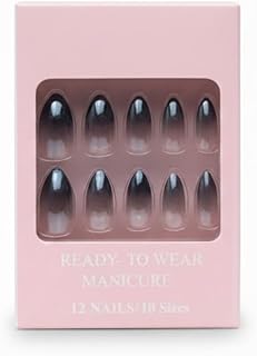 أظافر تركيب بلمسة مرآة بلون معدني – 12 قطعة/ مقاس 10، طول متوسط إلى طويل، أظافر صناعية مثالية للحفلات، تأتي مع شريحة واحدة لاصقة مزدوجة الوجه، موديل N10