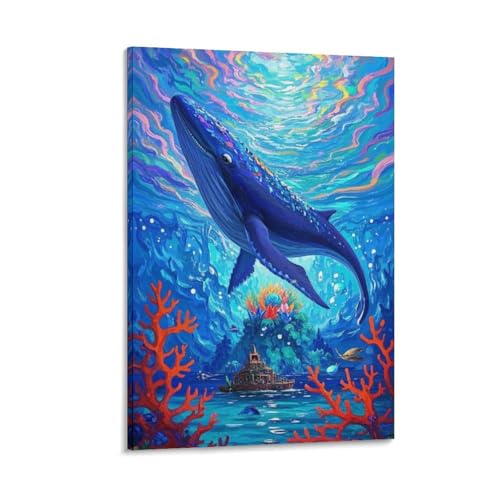 Peinture sur toile baleine affiche décoration murale chambre 30x45cm