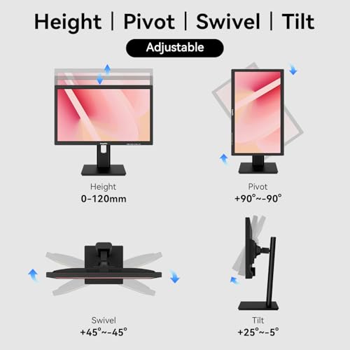 Image of 21.5 Inch Touchscreen Monitor VA Panel FHD 1920x1080P, 3000:1 Contrast, 100% sRGB, Height /Pivot /Swivel /Tilt Adjustable PC Touch Screen Computer Display 75Hz, HDMI, VGA, Type-B, Built-in Speakers, VESA