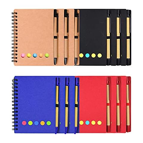 Kisdo 12-Pack Lined Spiral Notebooks with Accessories Cover