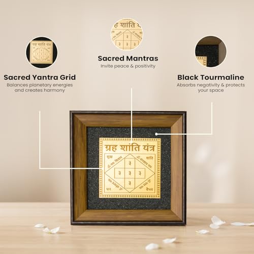 Image of Astrotalk Grah Shanti Yantra with Black Tourmaline Frame | For Protection & Positive Energy | Home Decor for Living Room & Pooja Room | Removes Negativity & Brings Harmony | Housewarming Gifts for New Home