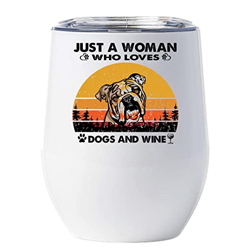 Just A Woman Who Loves Dogs And Wine Tumbler, English Bulldog Dog...