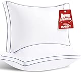 HARNY Bed Pillows for Sleeping, Queen Size Set of 2, Luxury Hotel Quality with Soft Down Alternative Microfiber for Back, Stomach or Side Sleepers