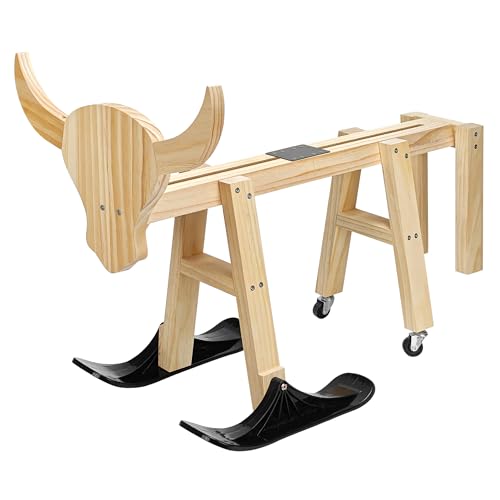 Simabsie Wooden Calf Roping Dummy - Sliding Practice Steer for Junior & Beginner Ropers Solid Wood Frame with Smooth Glide Motion