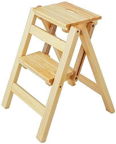 CZ-SQG 2-step Ladder, Ladders, Chair Stool, Lightweight Wooden Stools For Children And Adults, Home Garden Equipment, Heavy Duty Operation, Max. 150 Kg In Natural