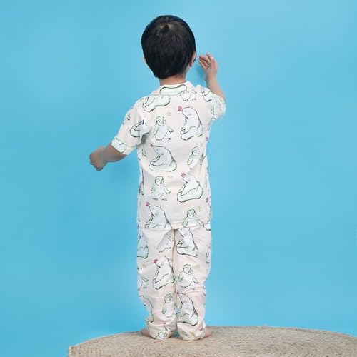 Image of POLKA TOTS 100% Pure Cotton Half Sleeve Night Suit for Kids, Girls & Boys | Cotton Pyjama Set | Unisex Night Dress for Children | Night Suit for Girls |Sleepwear for Kids | Winter Night Dress for Boys